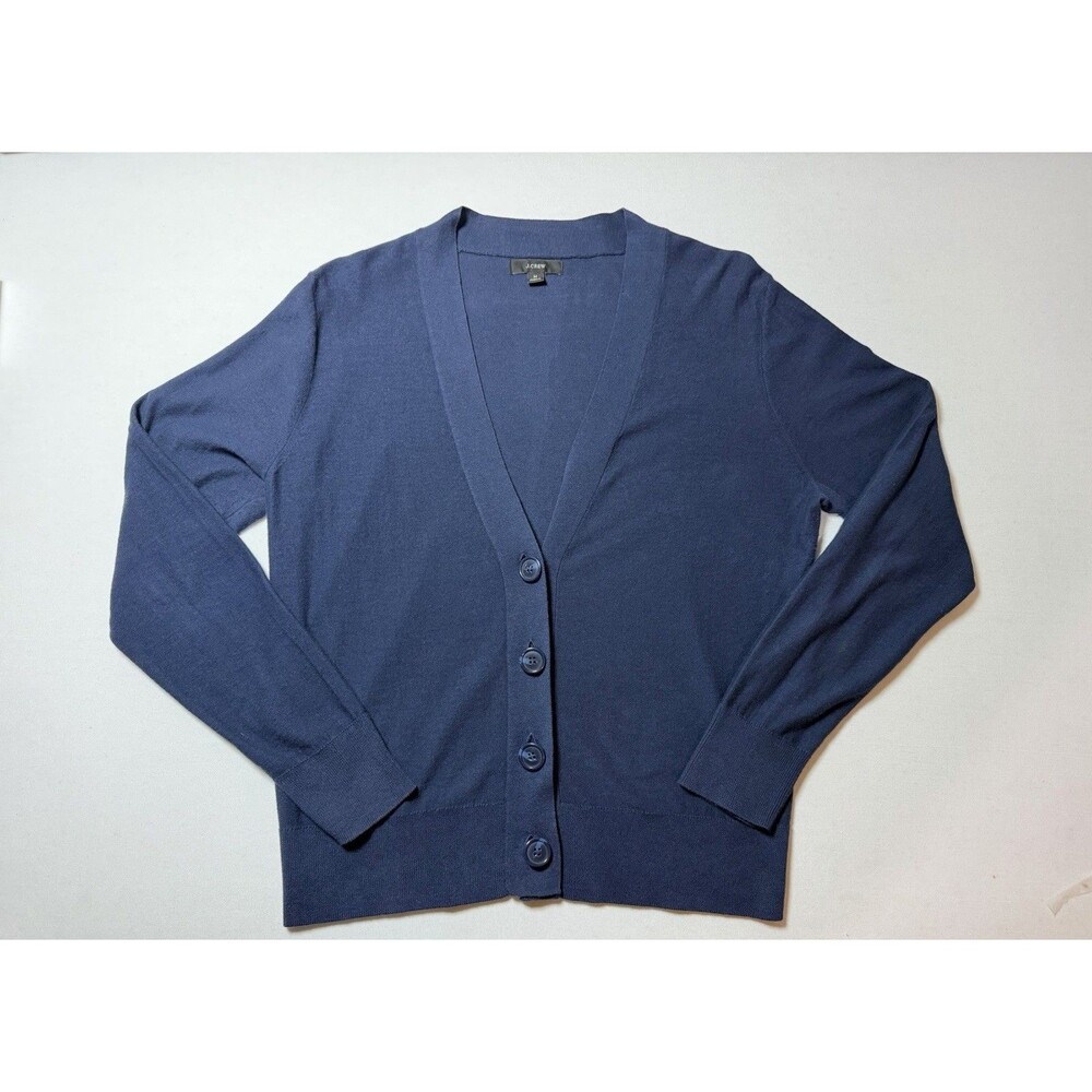 J.Crew Cardigan Women’s Navy Cotton Lightweight Long Sleeve Button V Neck Size M